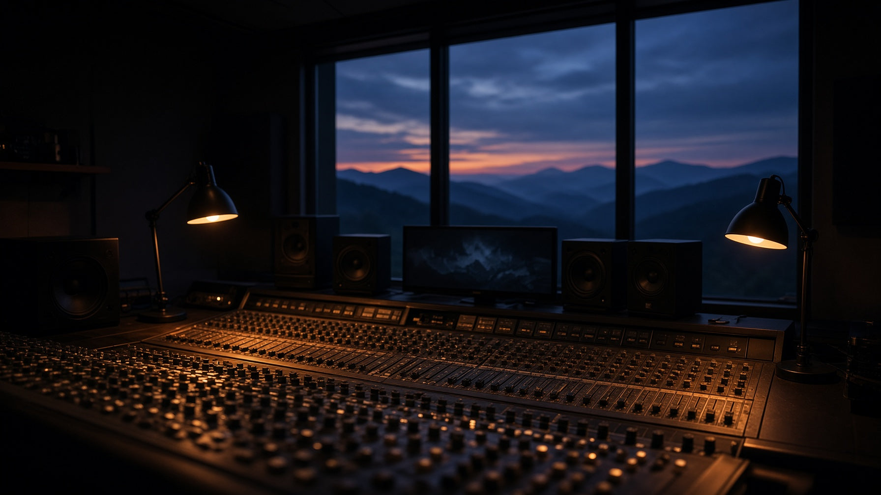 Mastering desk with analog outboard
